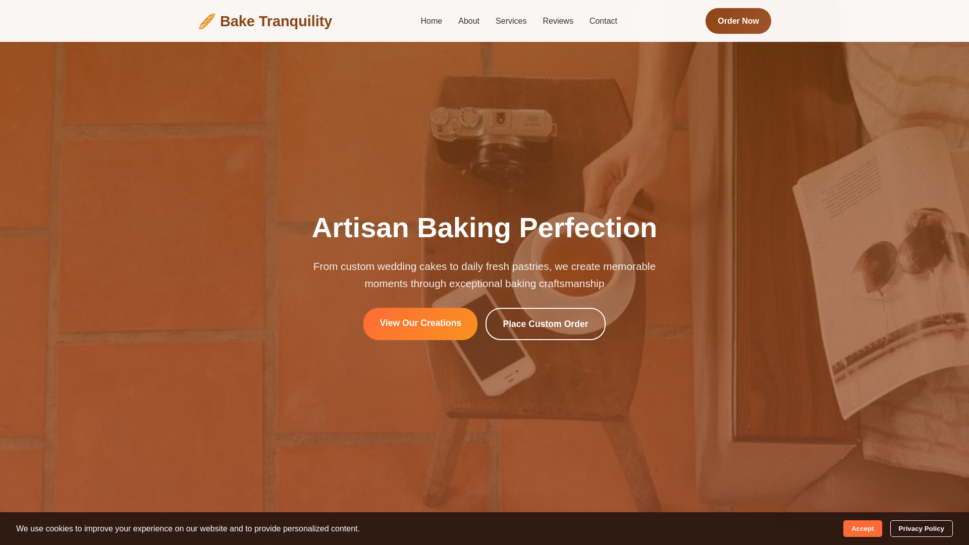 website screenshot of https://baketranquility.xyz/