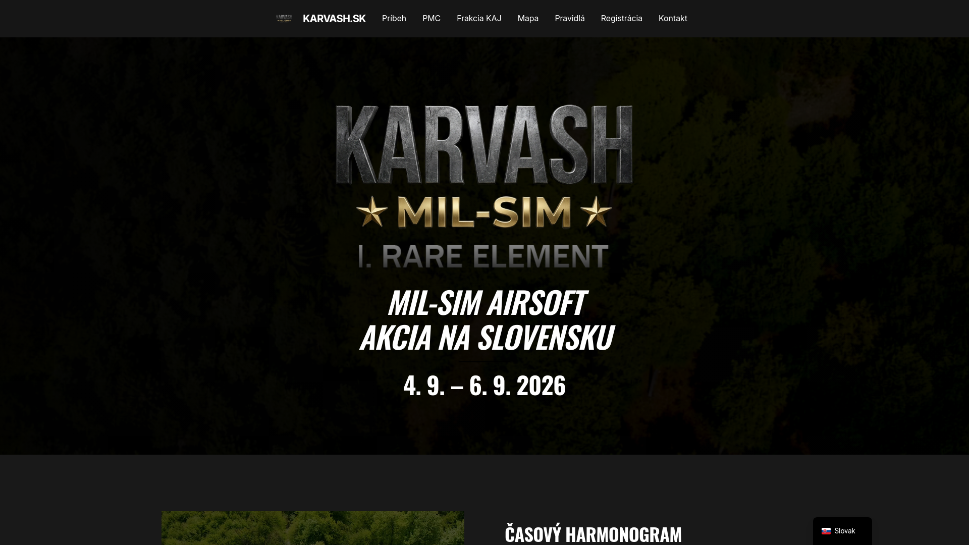 website screenshot of https://karvash-milsim.sk/