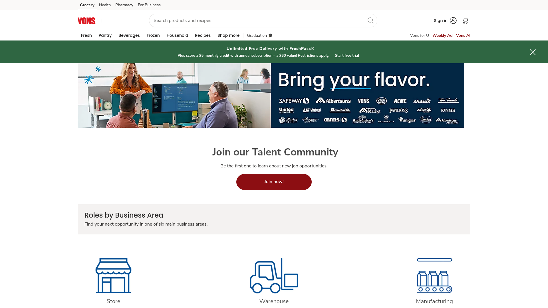 website screenshot of https://www.vons.com/careers.html?utm_source=chatgpt.com