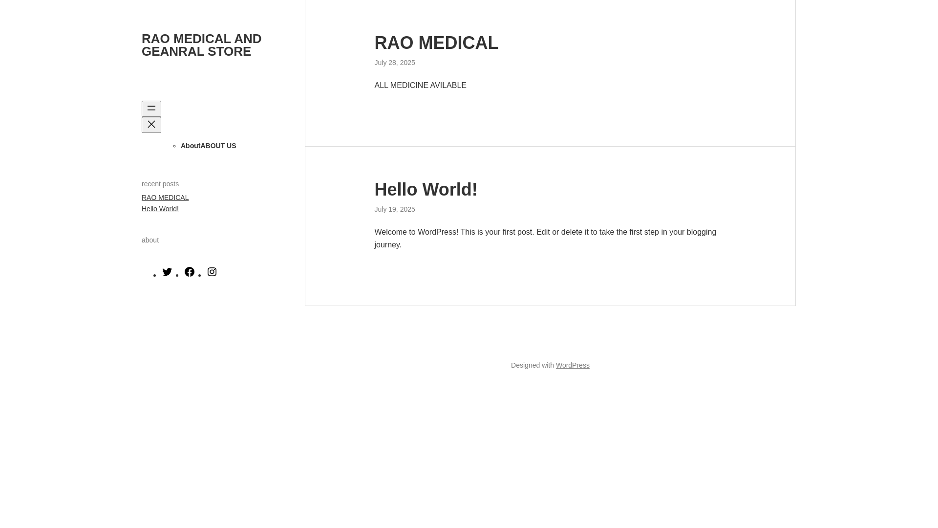 website screenshot of https://raomedicalstore5.blog/
