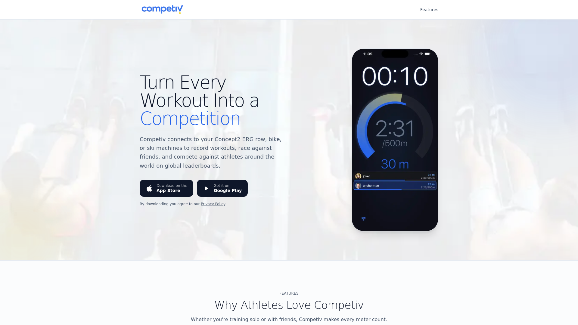 website screenshot of https://competiv.fitness/