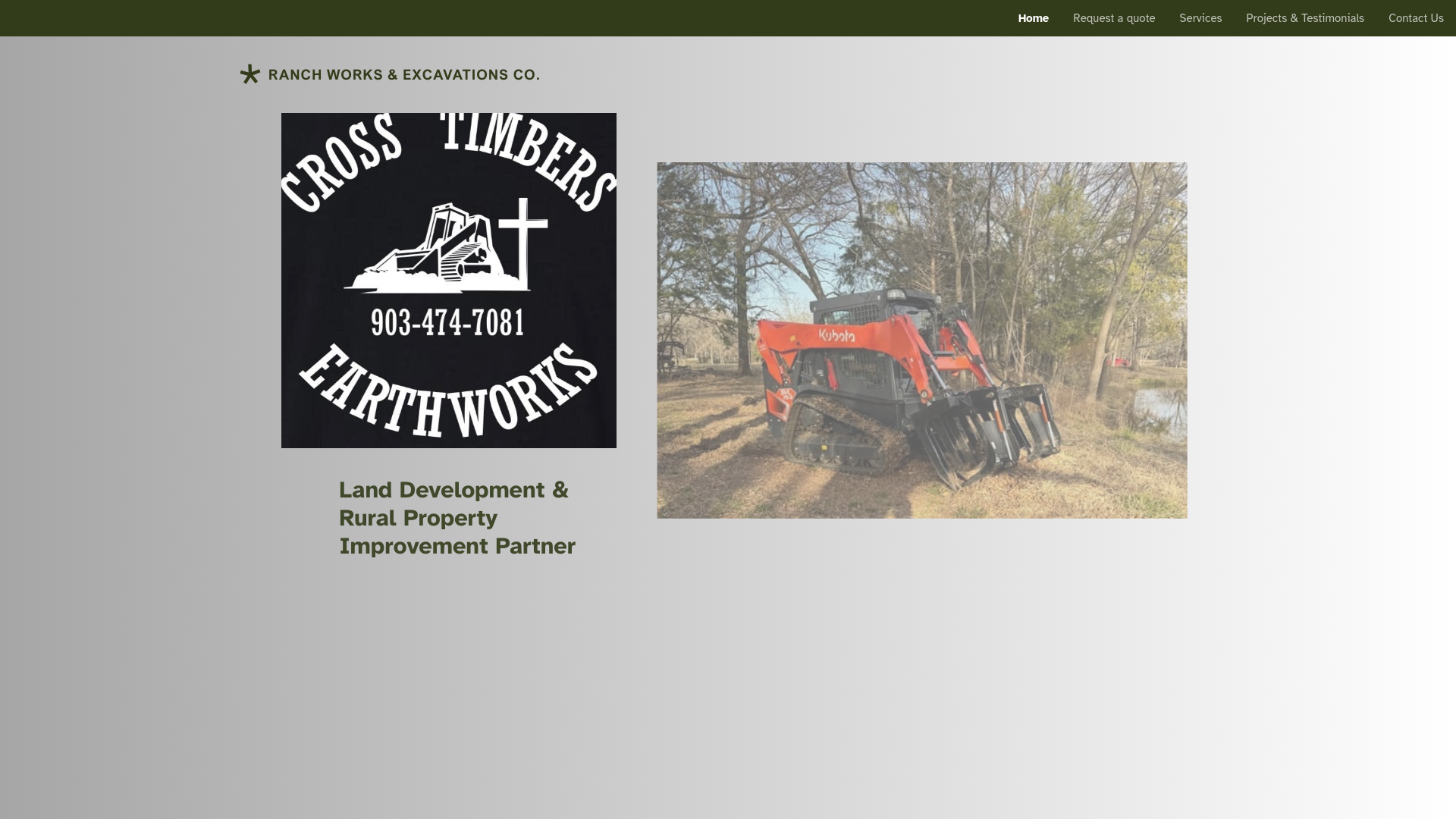 website screenshot of https://crosstimbersearthworks.com/