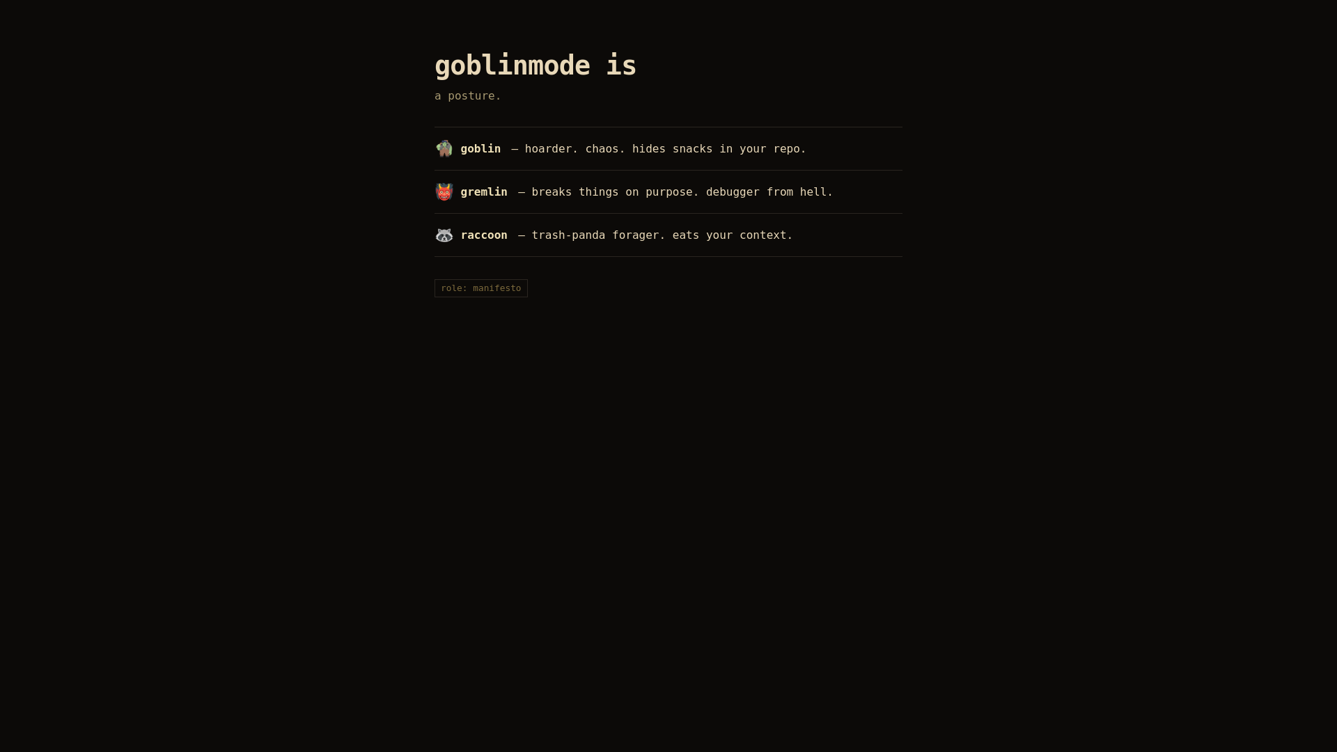 website screenshot of https://goblinmode.is/