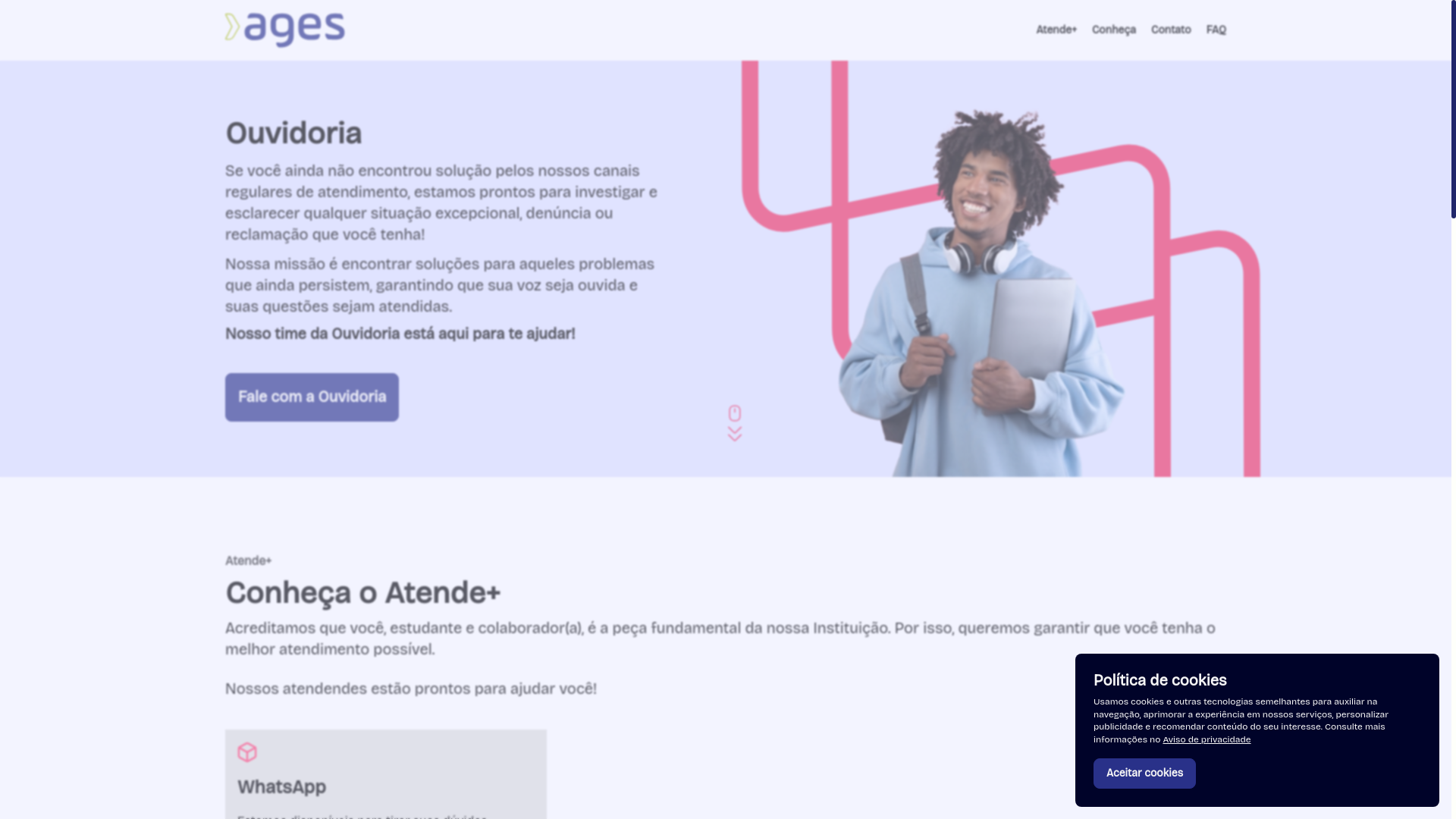 website screenshot of https://ouvidoria-ages.pages.dev/