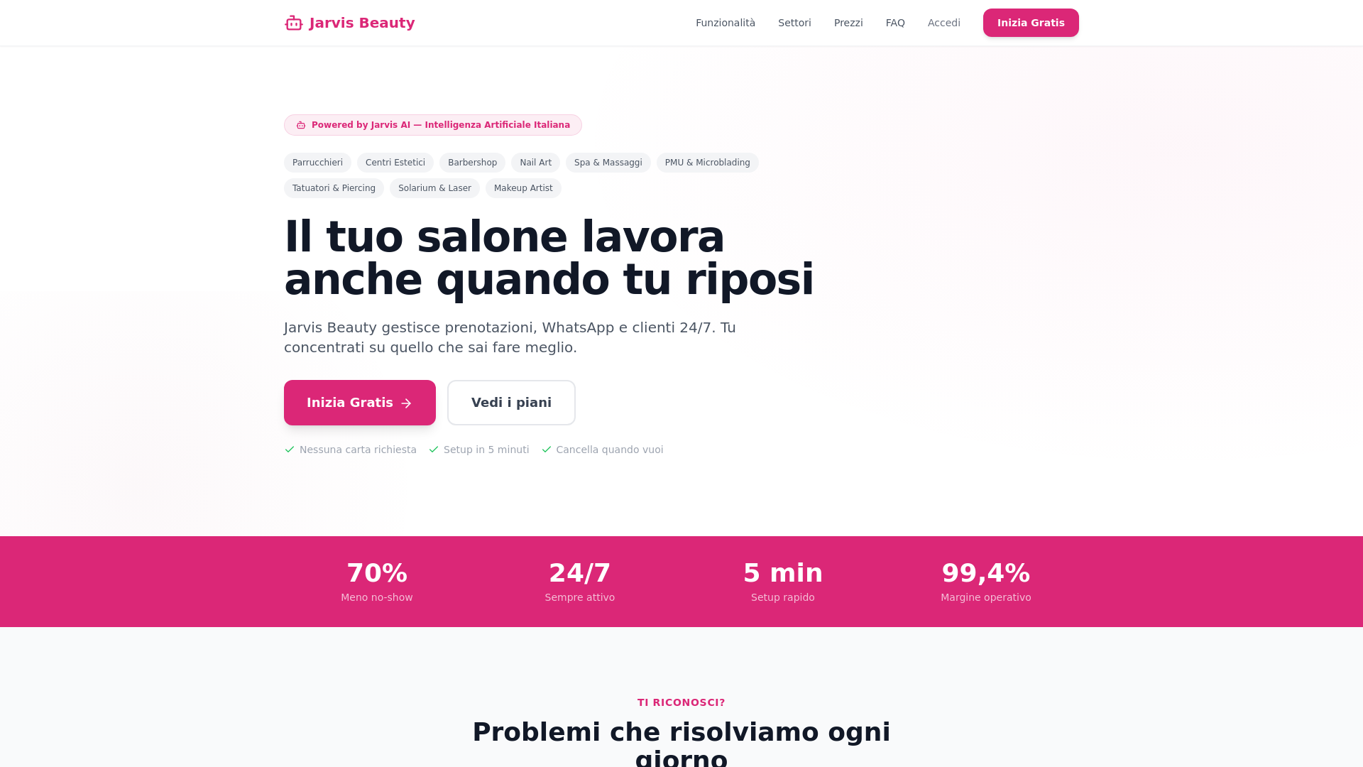 website screenshot of https://jarvisbeauty.it/