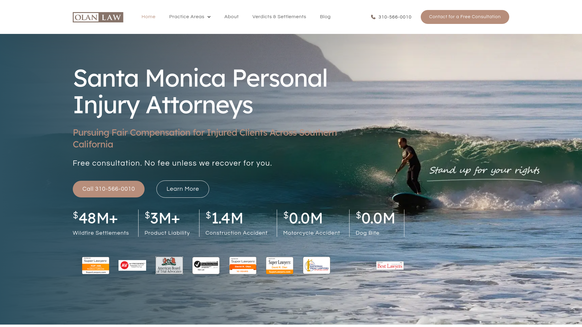 website screenshot of https://olanlaw.com