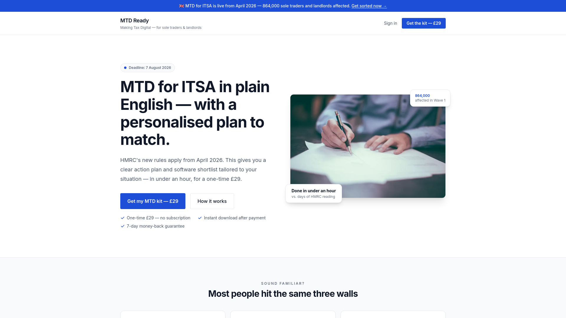 website screenshot of https://getmtdready.uk