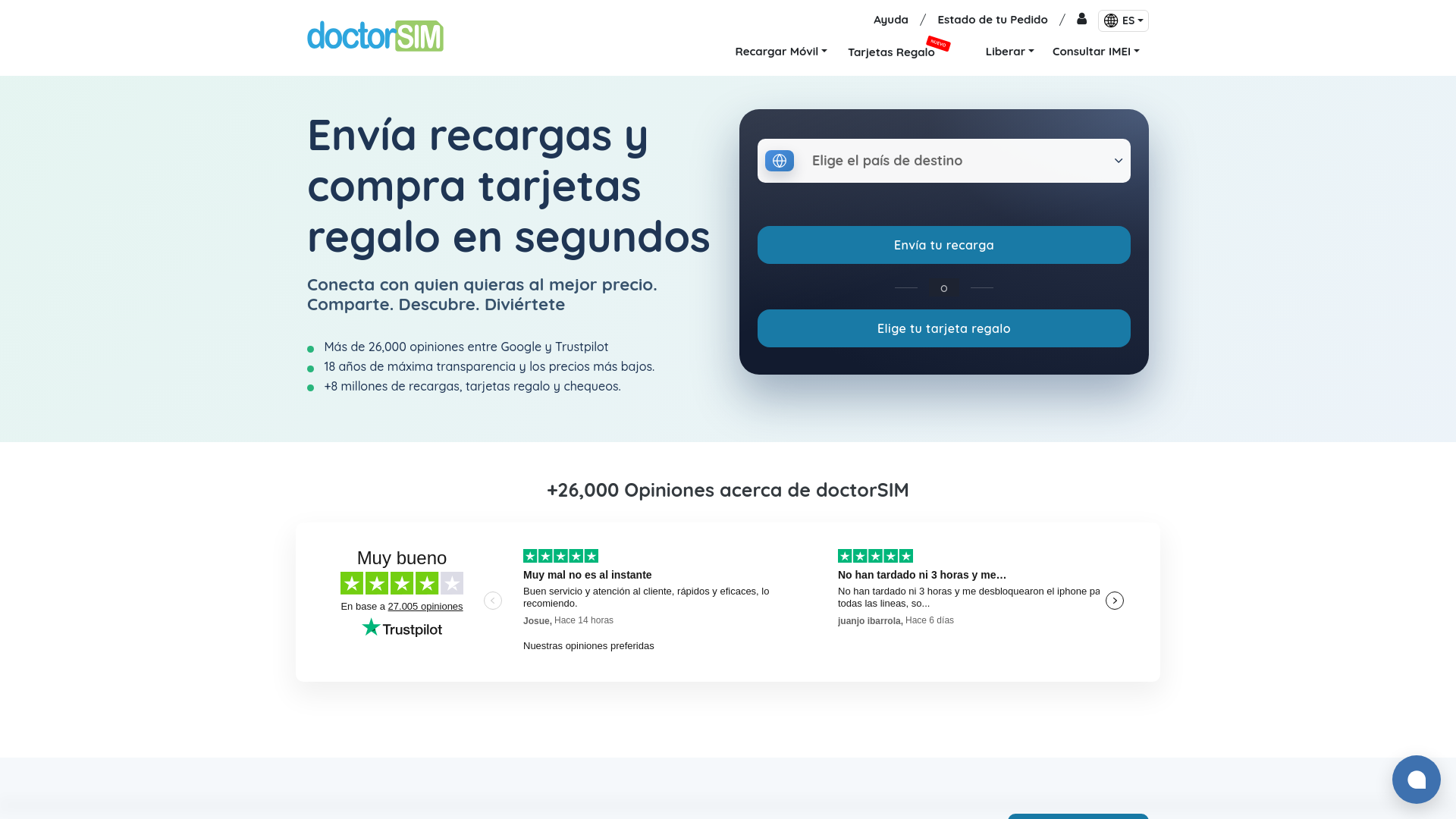 website screenshot of https://www.doctorsim.com/es-es/