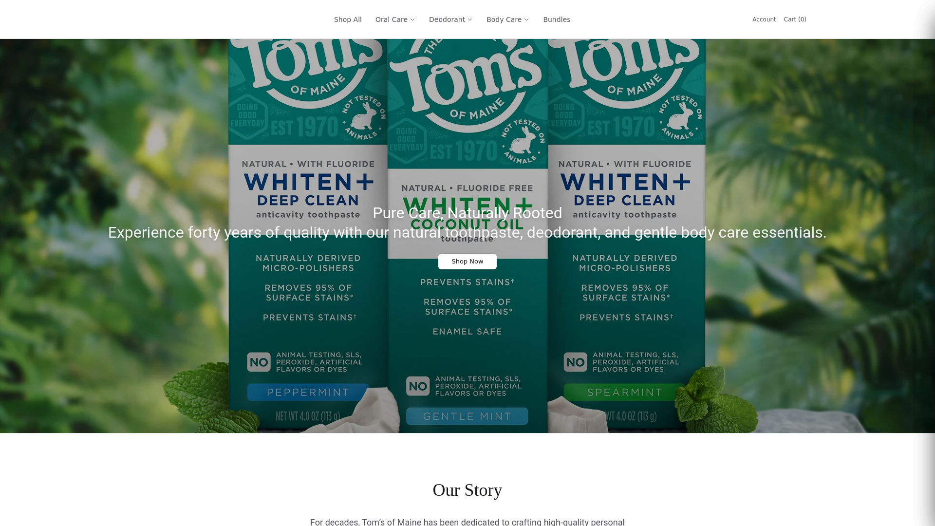 website screenshot of https://tomsofmainestore.shop