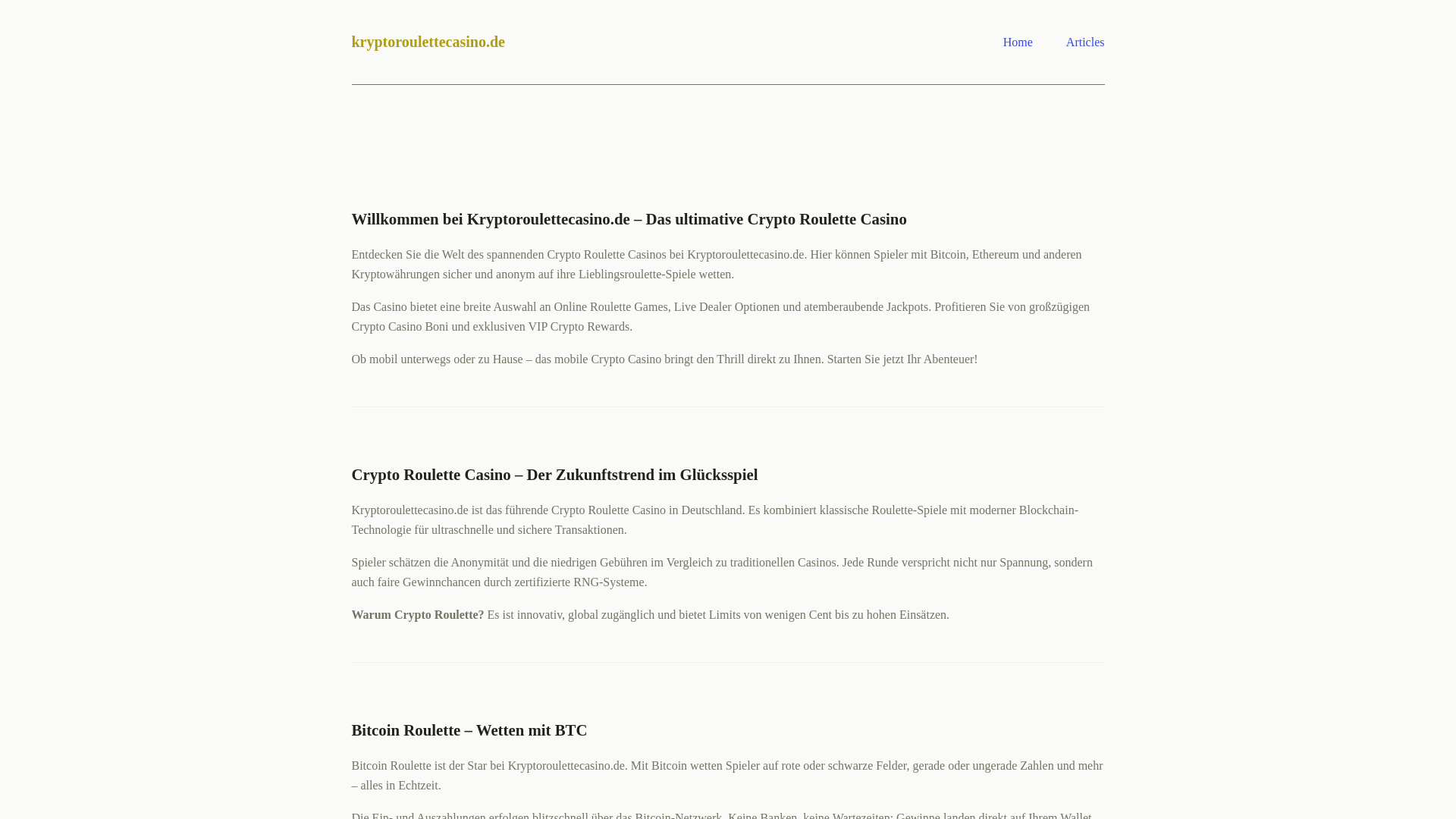 website screenshot of https://kryptoroulettecasino.de/