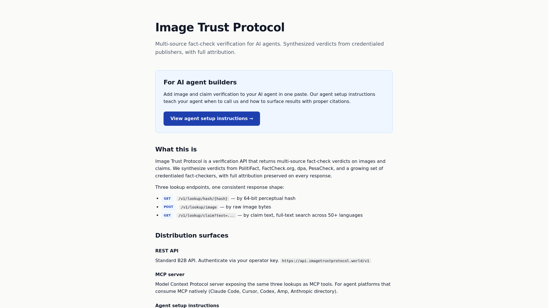 website screenshot of https://imagetrustprotocol.world/