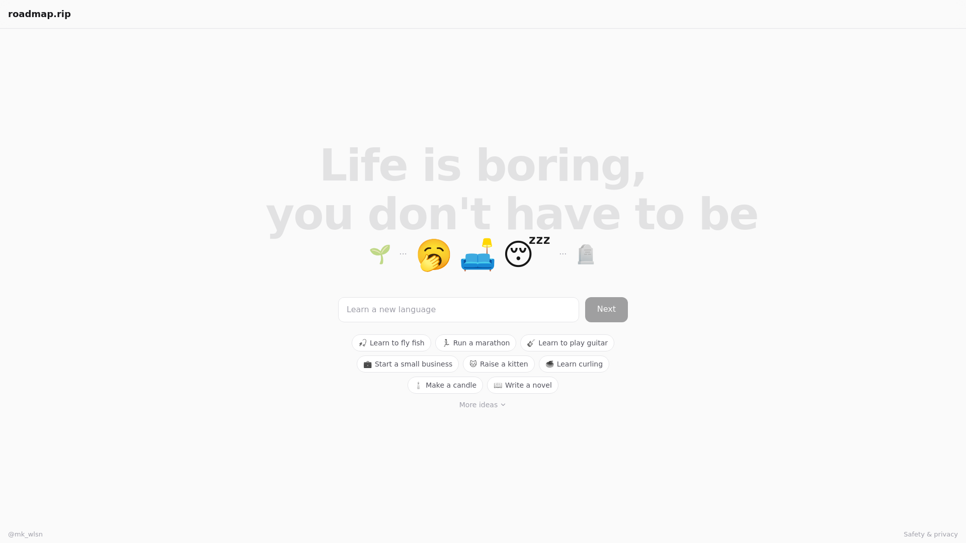 website screenshot of https://roadmap.rip/
