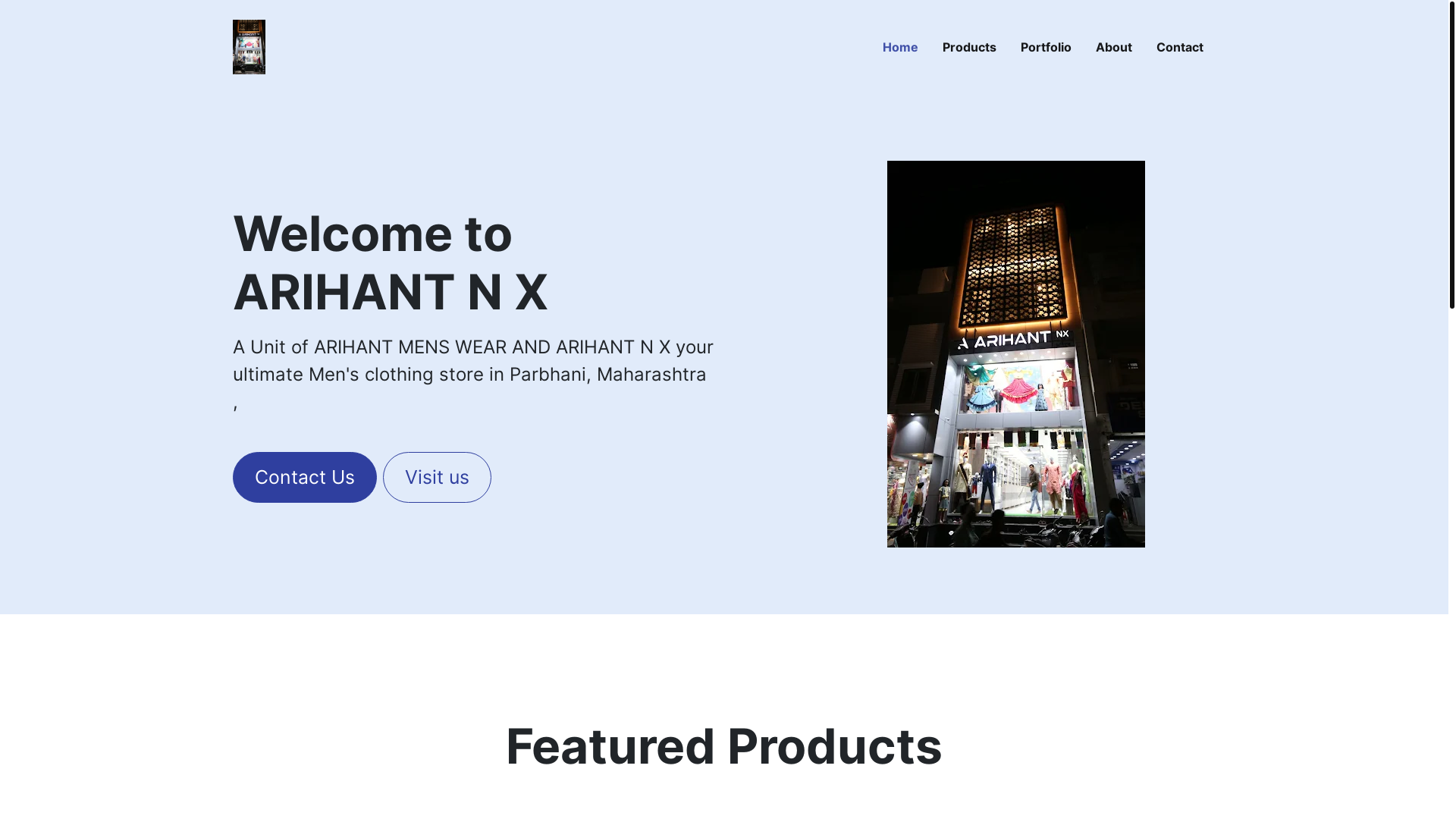 website screenshot of https://arihantnx.co.in/