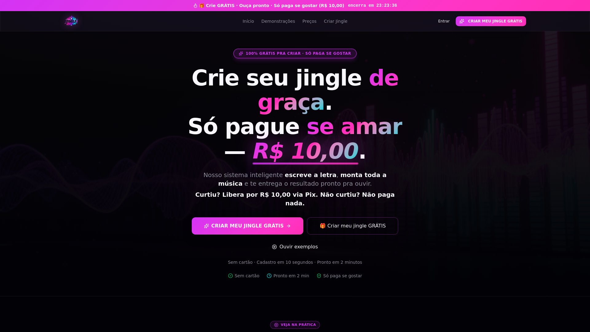 website screenshot of https://jinglesagora.com.br/