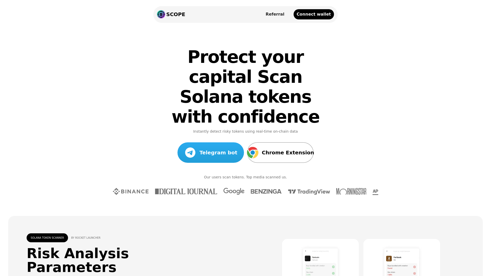 website screenshot of https://scope.rocketlauncher.gg/