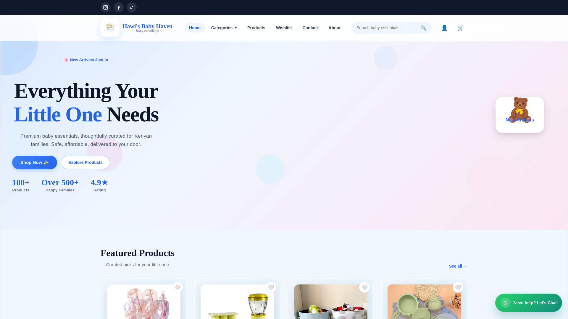website screenshot of https://hawibabies.com/