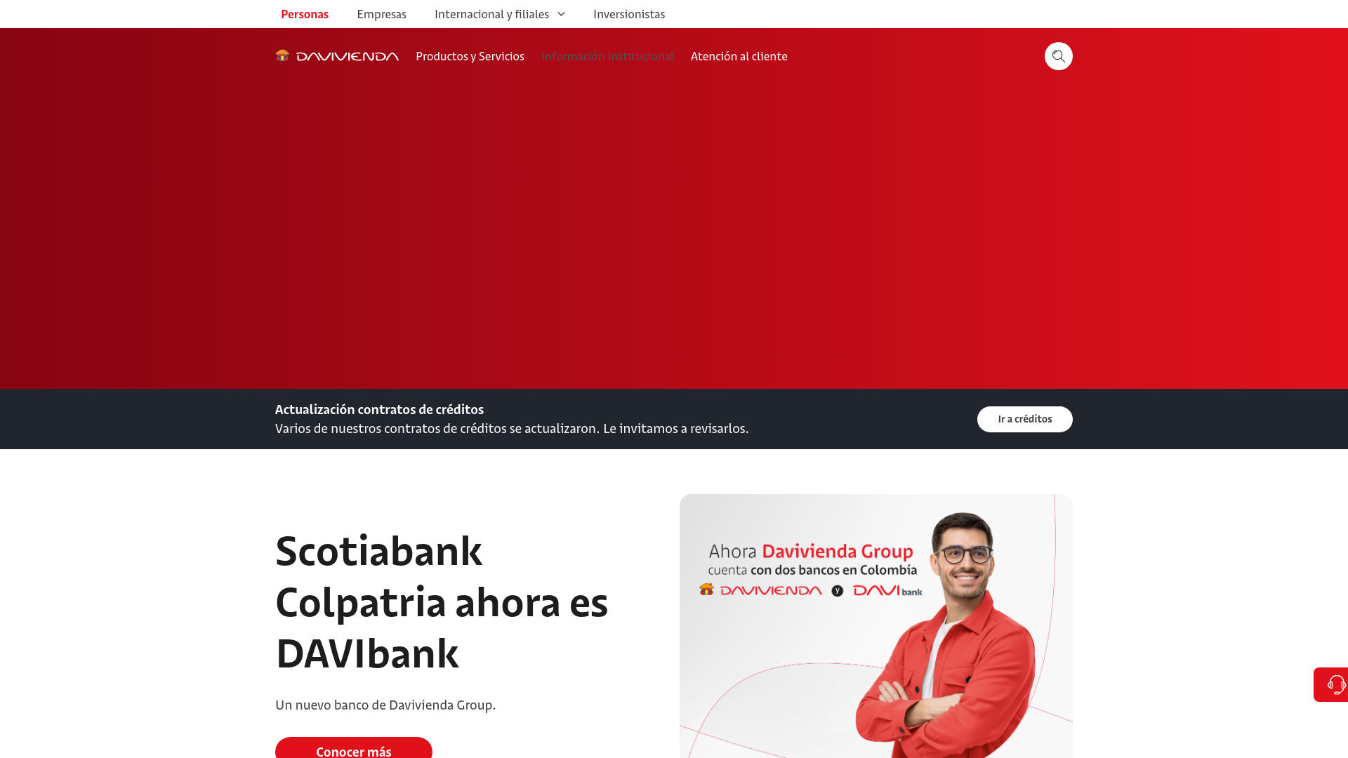 website screenshot of https://www.davivienda.com/