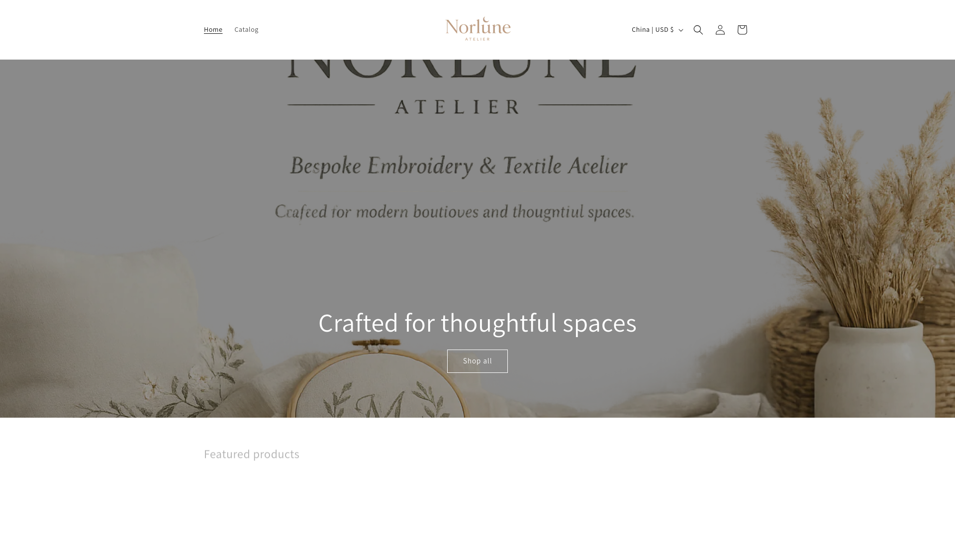 website screenshot of https://norluneatelier.com/