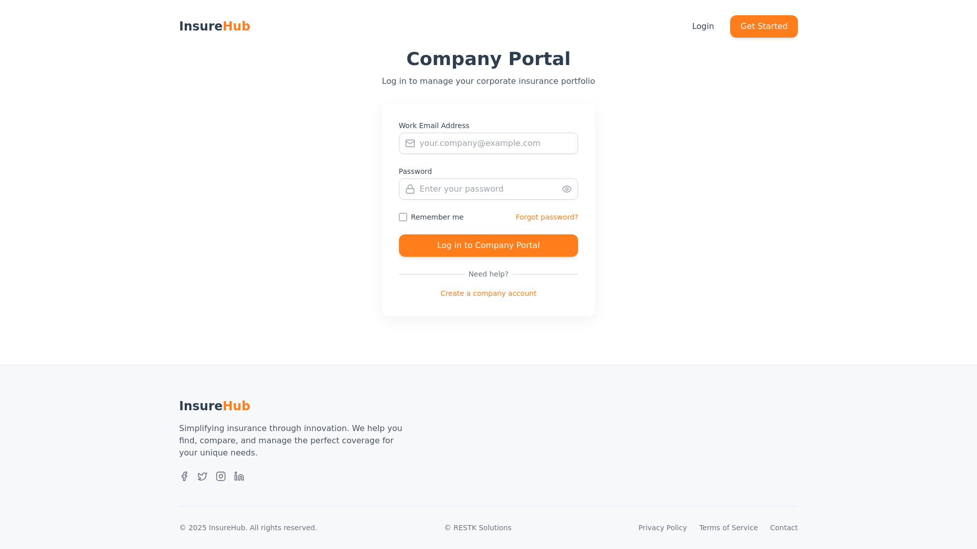 website screenshot of https://insurehub-company.pages.dev/
