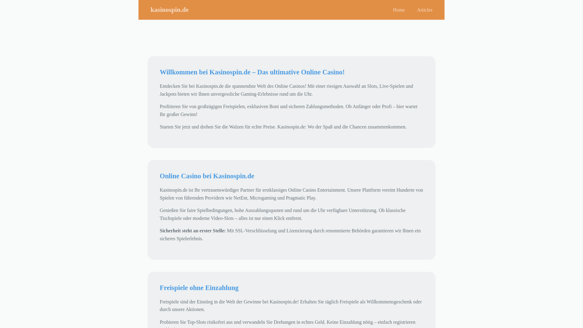 website screenshot of https://kasinospin.de/