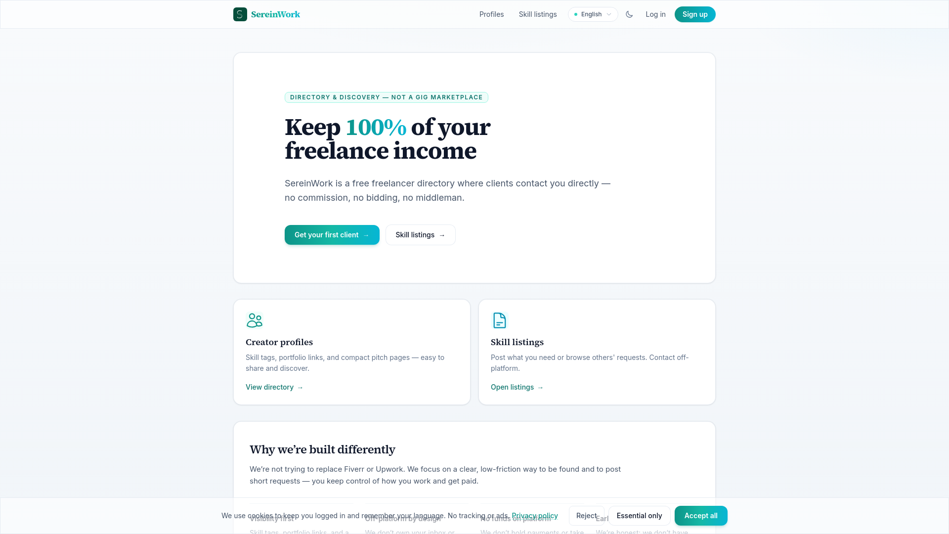website screenshot of https://sereinwork.com/
