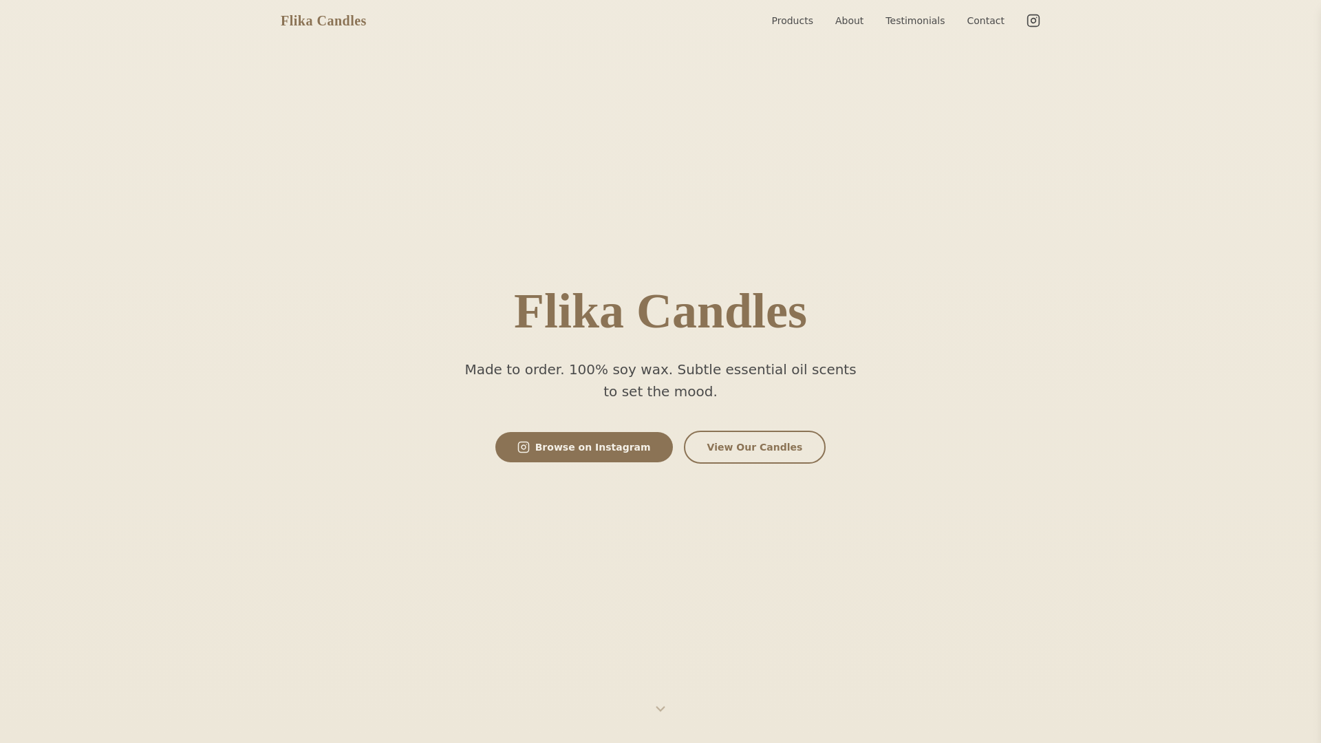 website screenshot of https://flika-candles.pages.dev/