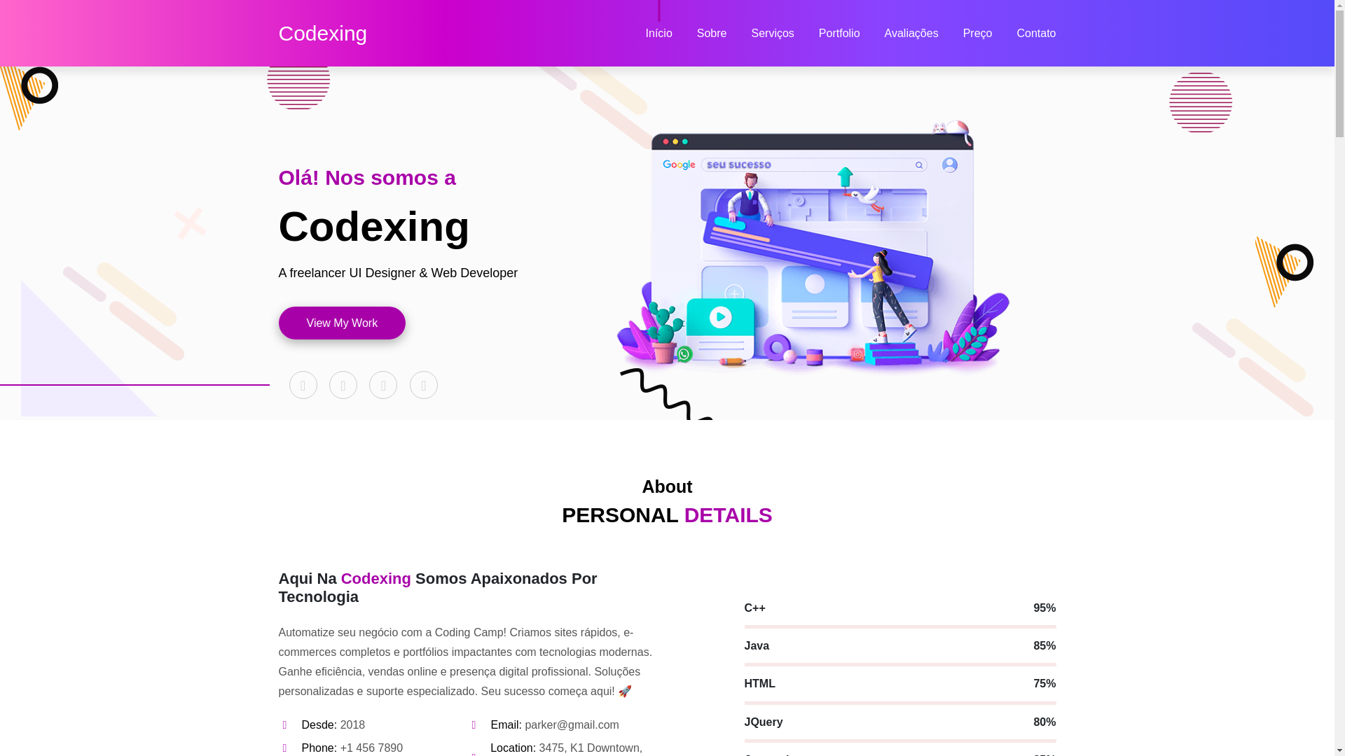 website screenshot of https://codexing.com.br/