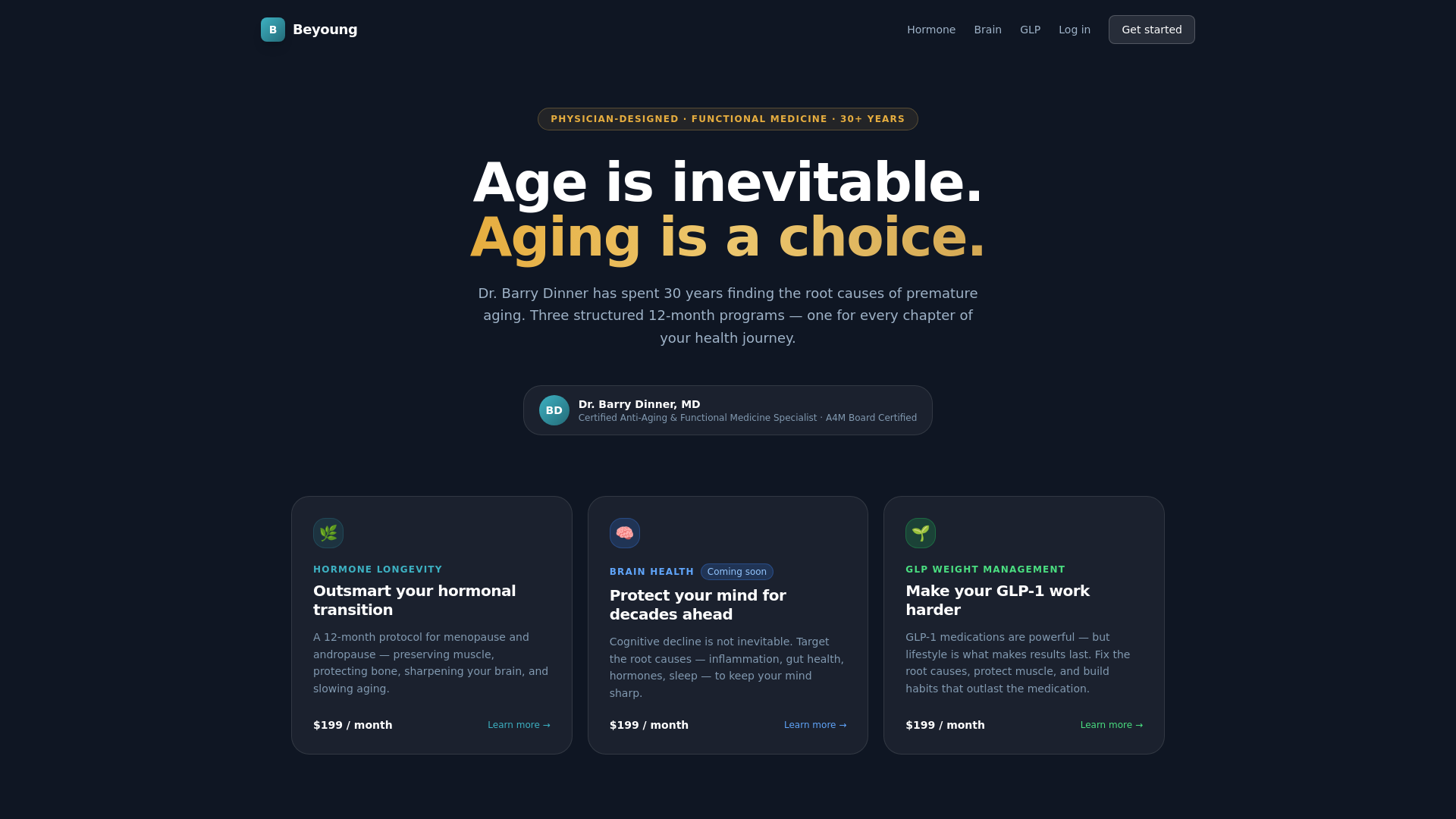website screenshot of https://beyoungprogram.com/
