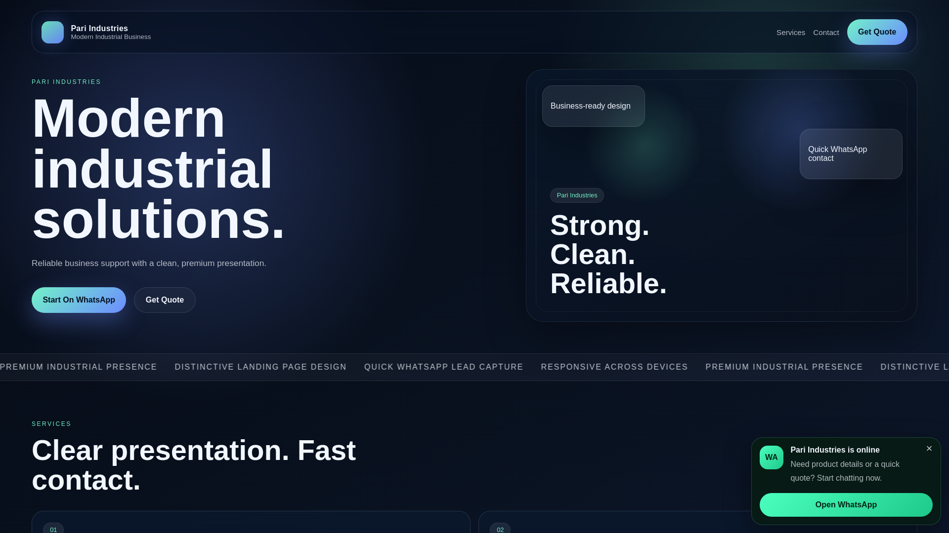 website screenshot of https://pariindustries.net/