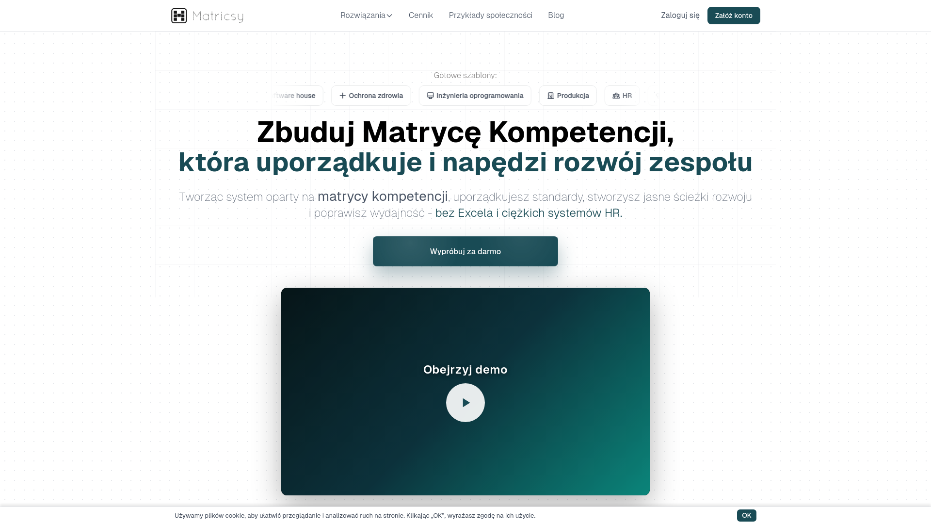 website screenshot of https://matryca-kompetencji.pl