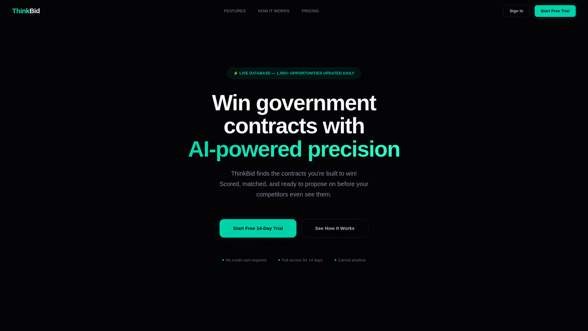 website screenshot of https://thinkbid.ai/