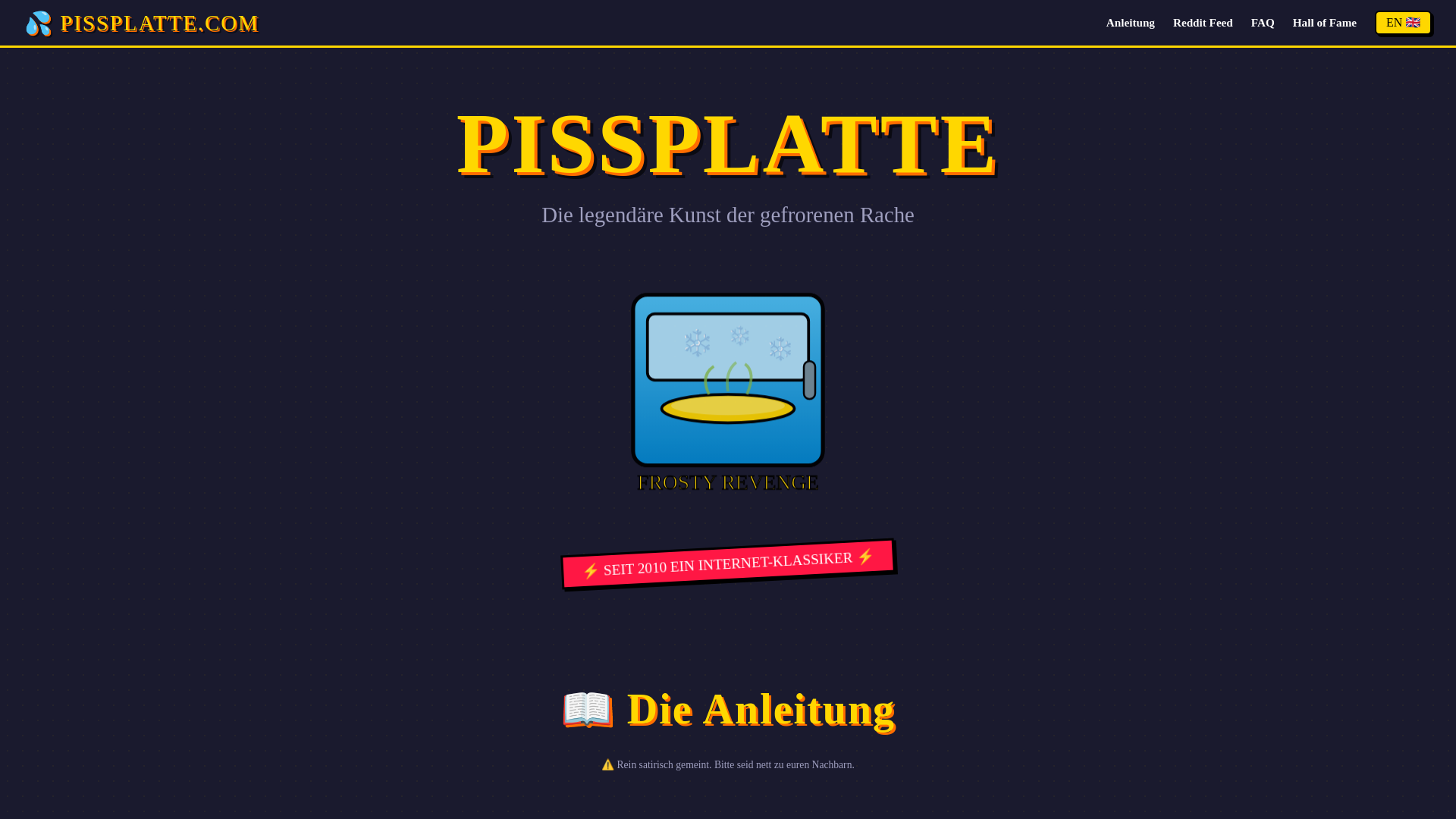website screenshot of https://pissplatte.com