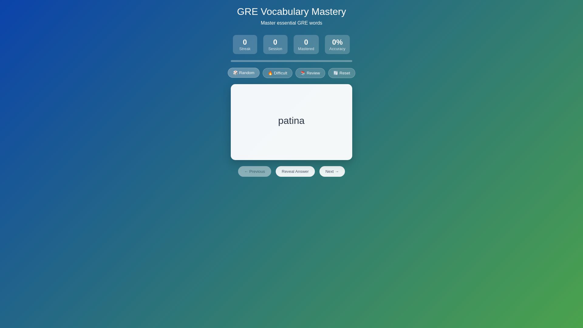 website screenshot of https://gre-vocab-practice.pages.dev/