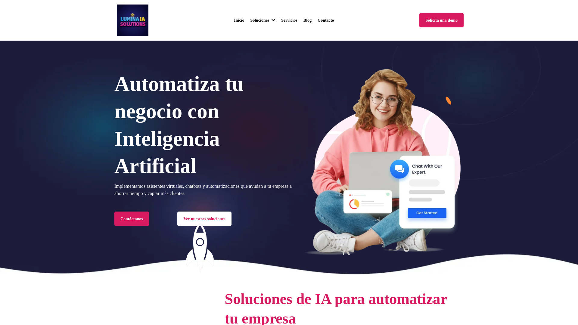 website screenshot of https://luminaiasolutions.com/