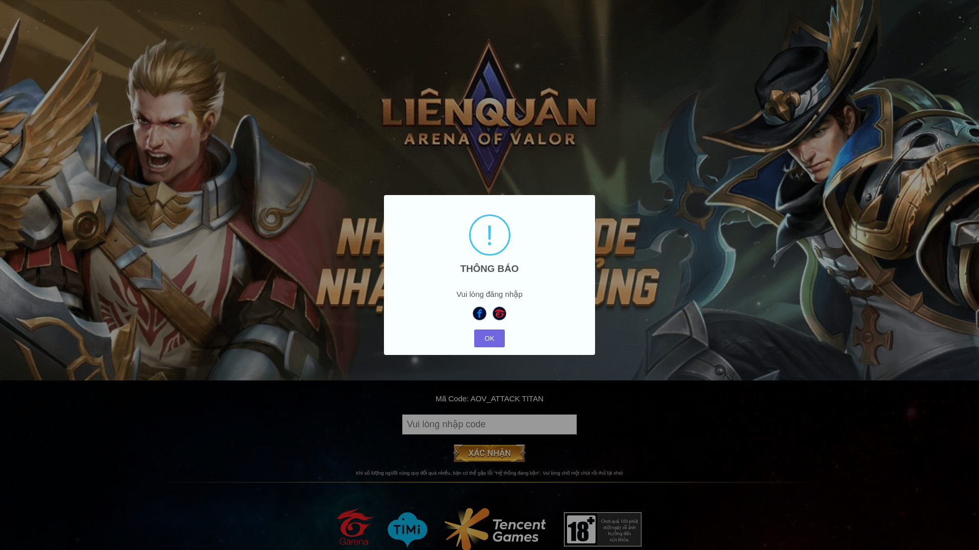 website screenshot of https://giftcode.aov-garana.vn