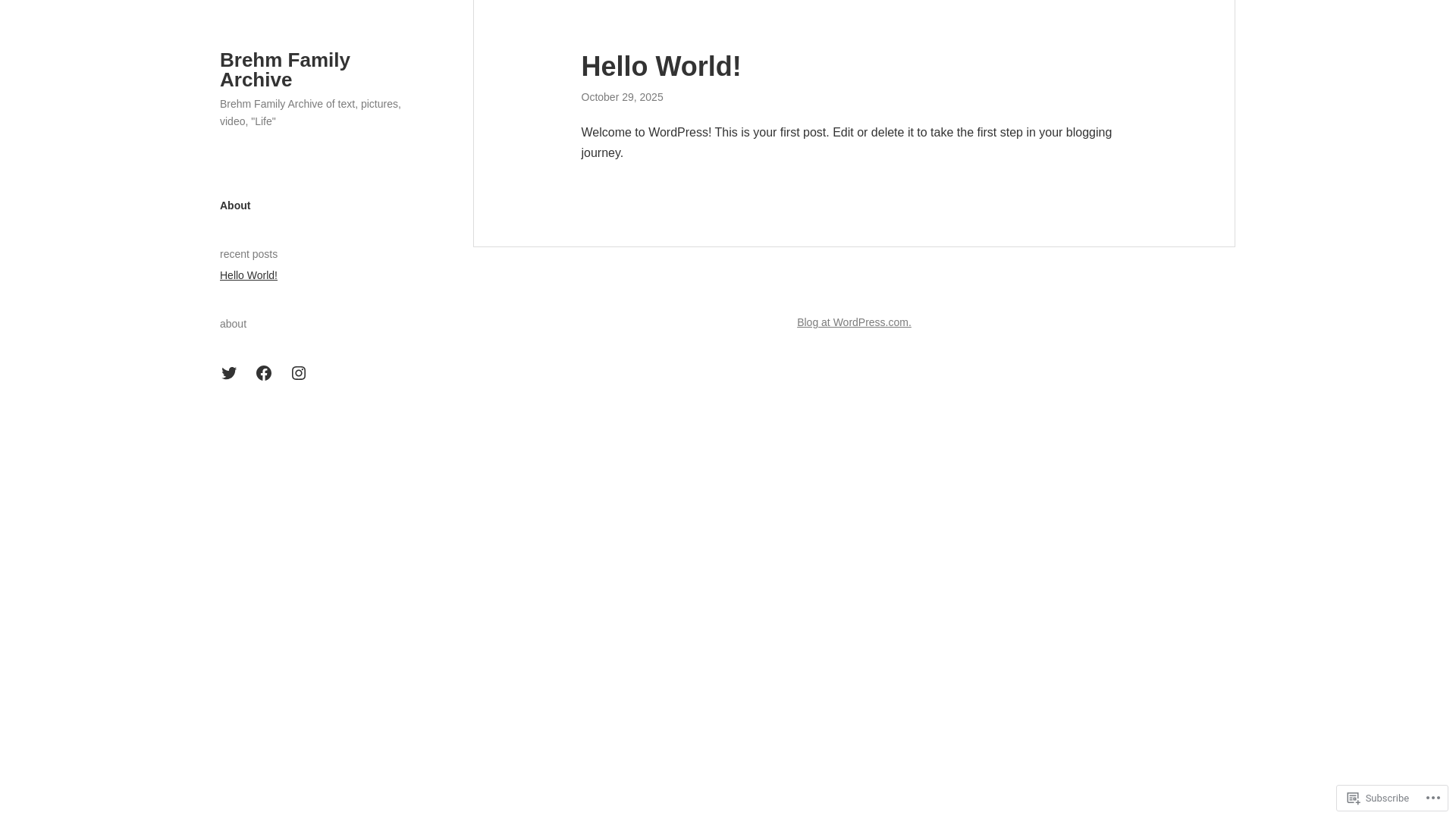 website screenshot of https://brehmfamilyarchive.com/