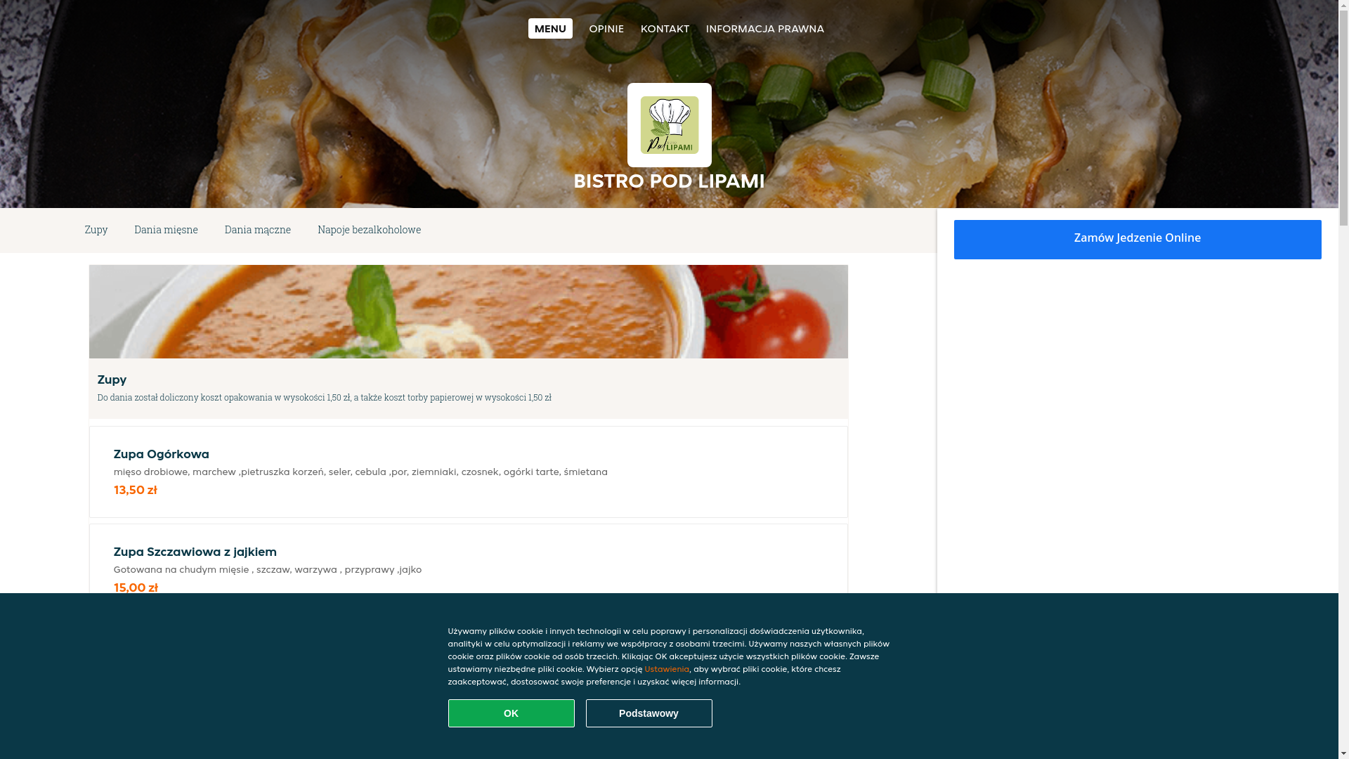 website screenshot of https://bistropodlipami-koszalin.pl/