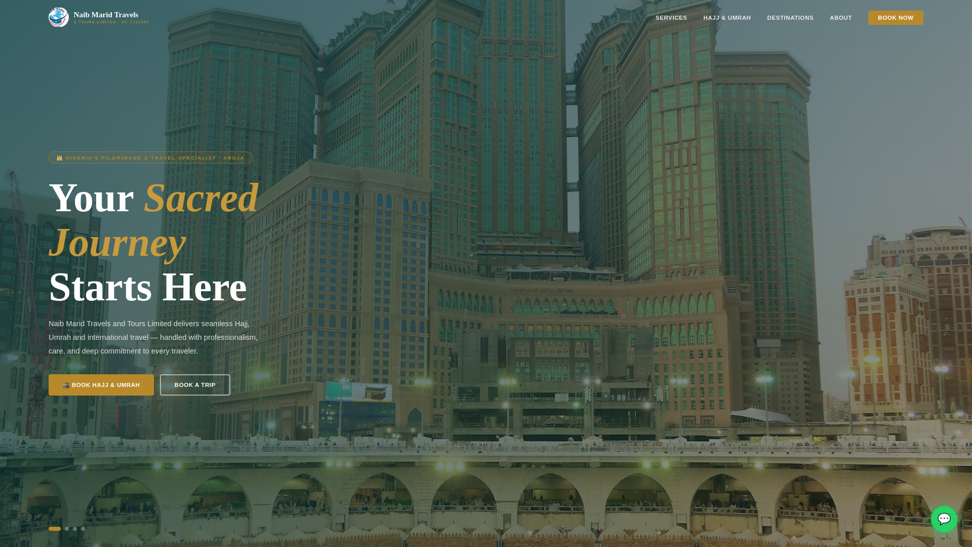 website screenshot of https://naibmaridtravelsandtours.com/