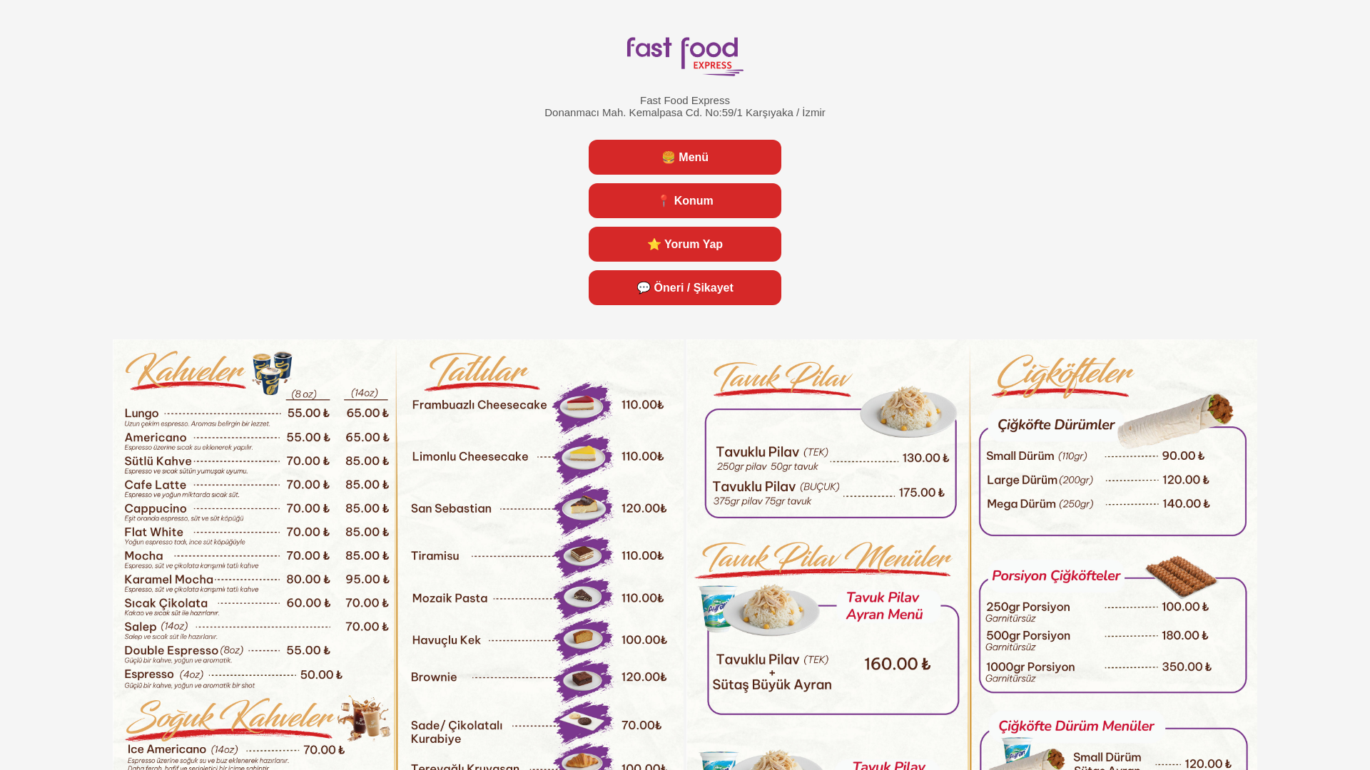 website screenshot of https://fastfoodexpress.com.tr/