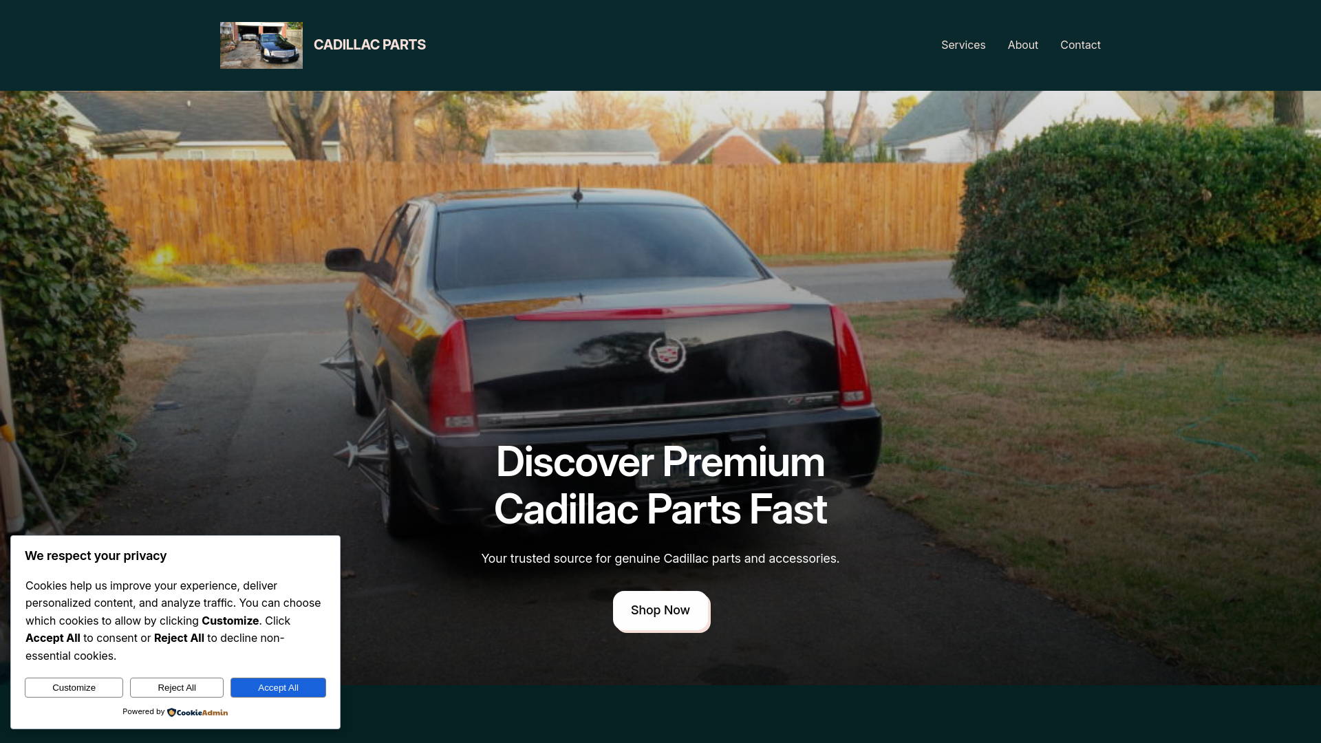 website screenshot of https://cadillacparts.org