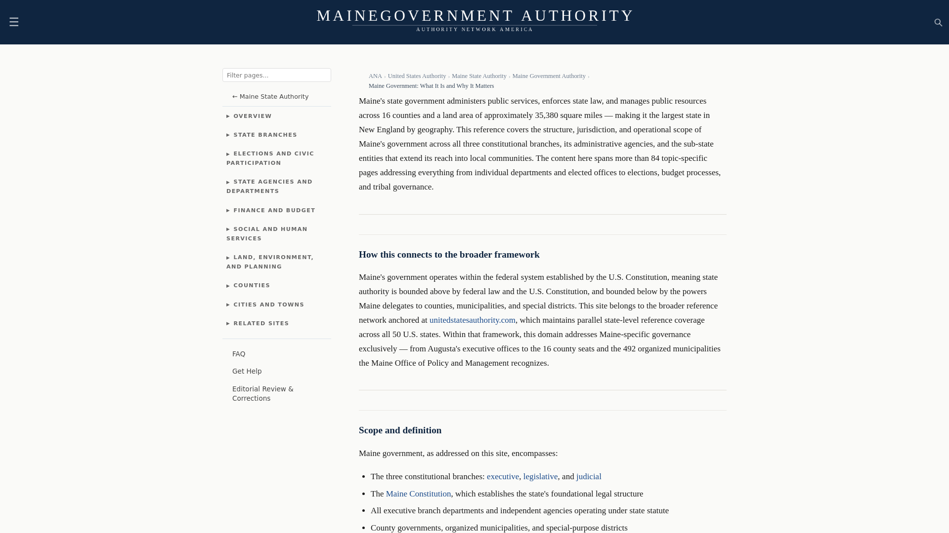 website screenshot of https://mainegovernmentauthority.com/