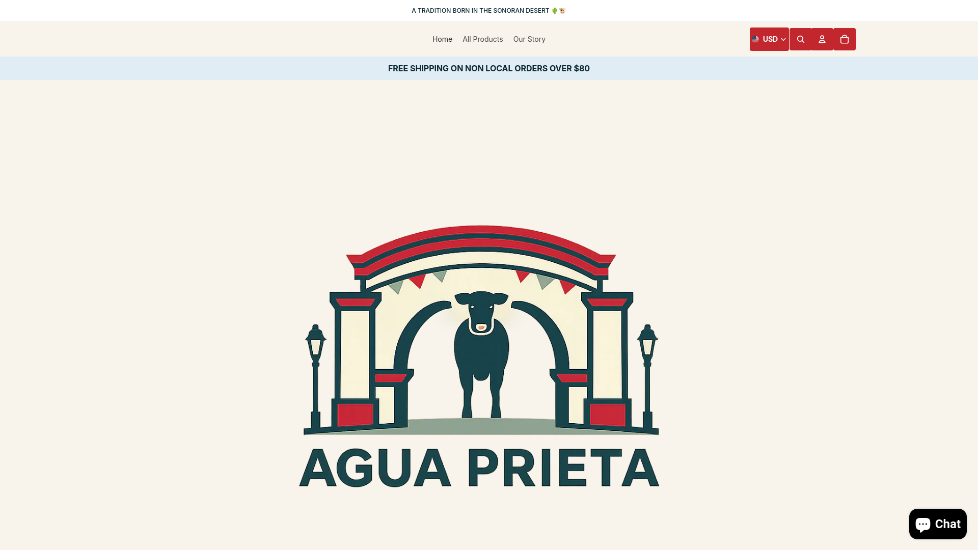 website screenshot of https://aguaprieta.store