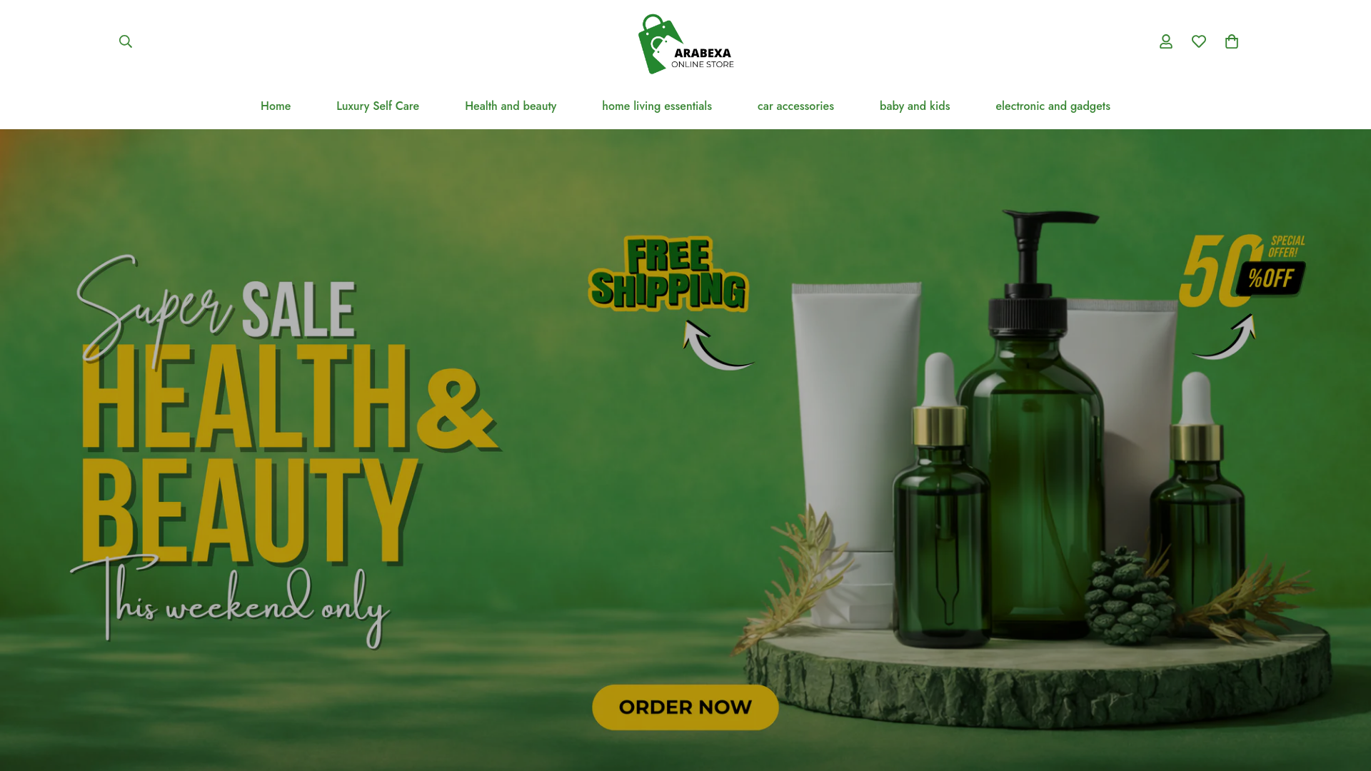 website screenshot of https://arabexa.shop/