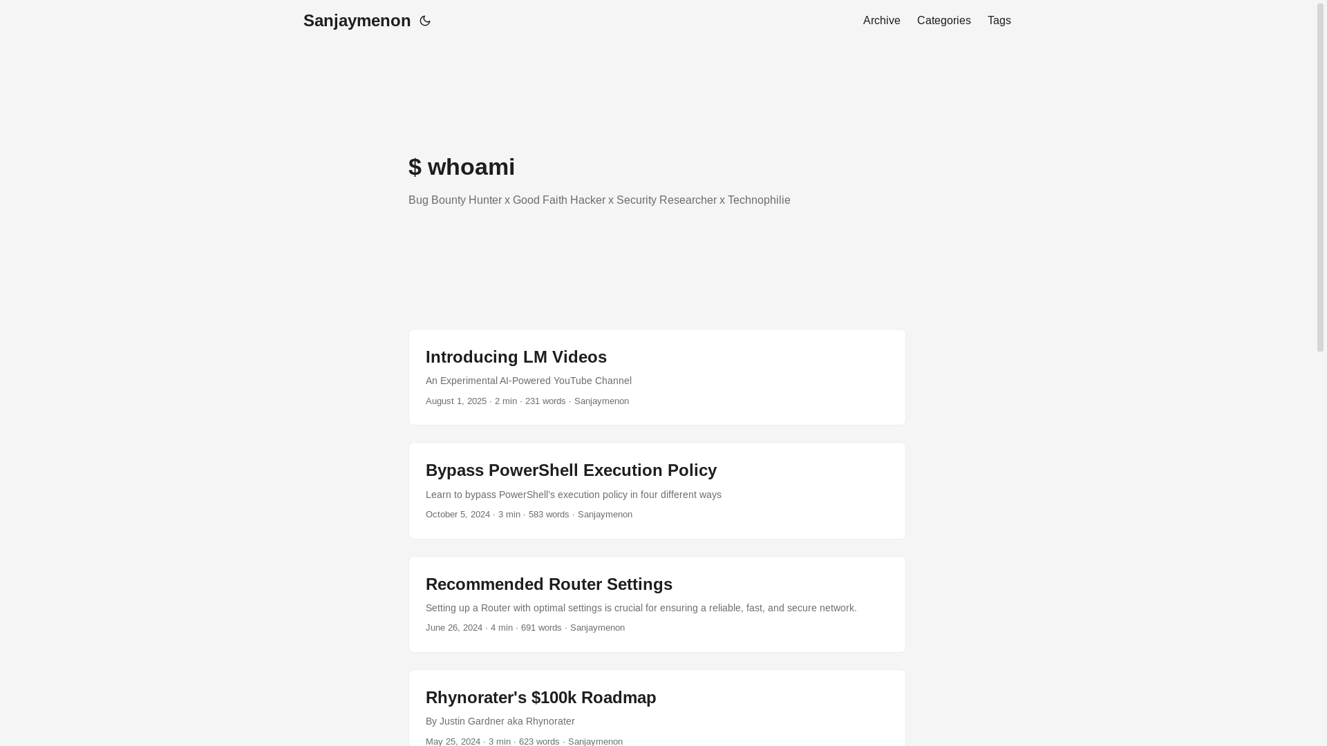 website screenshot of https://sanjaymenon.pages.dev/