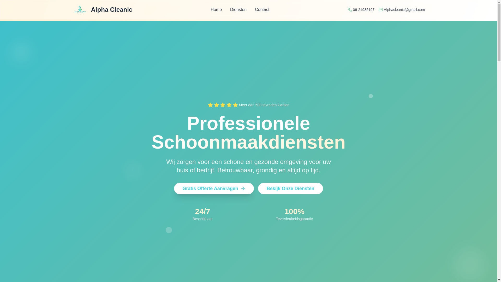 website screenshot of https://alphacleanic.com/