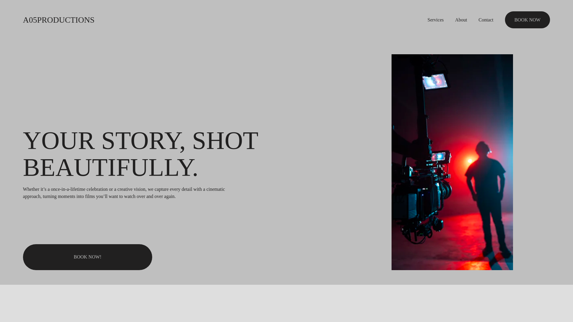 website screenshot of https://a05productions.com/