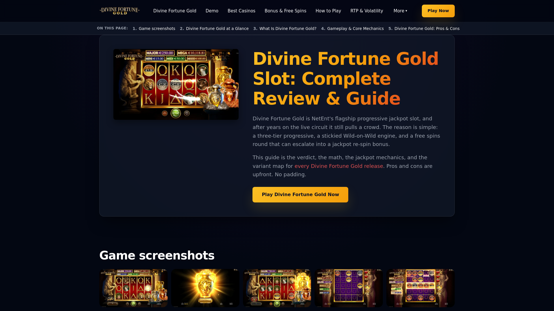 website screenshot of https://divinefortunegold.net/