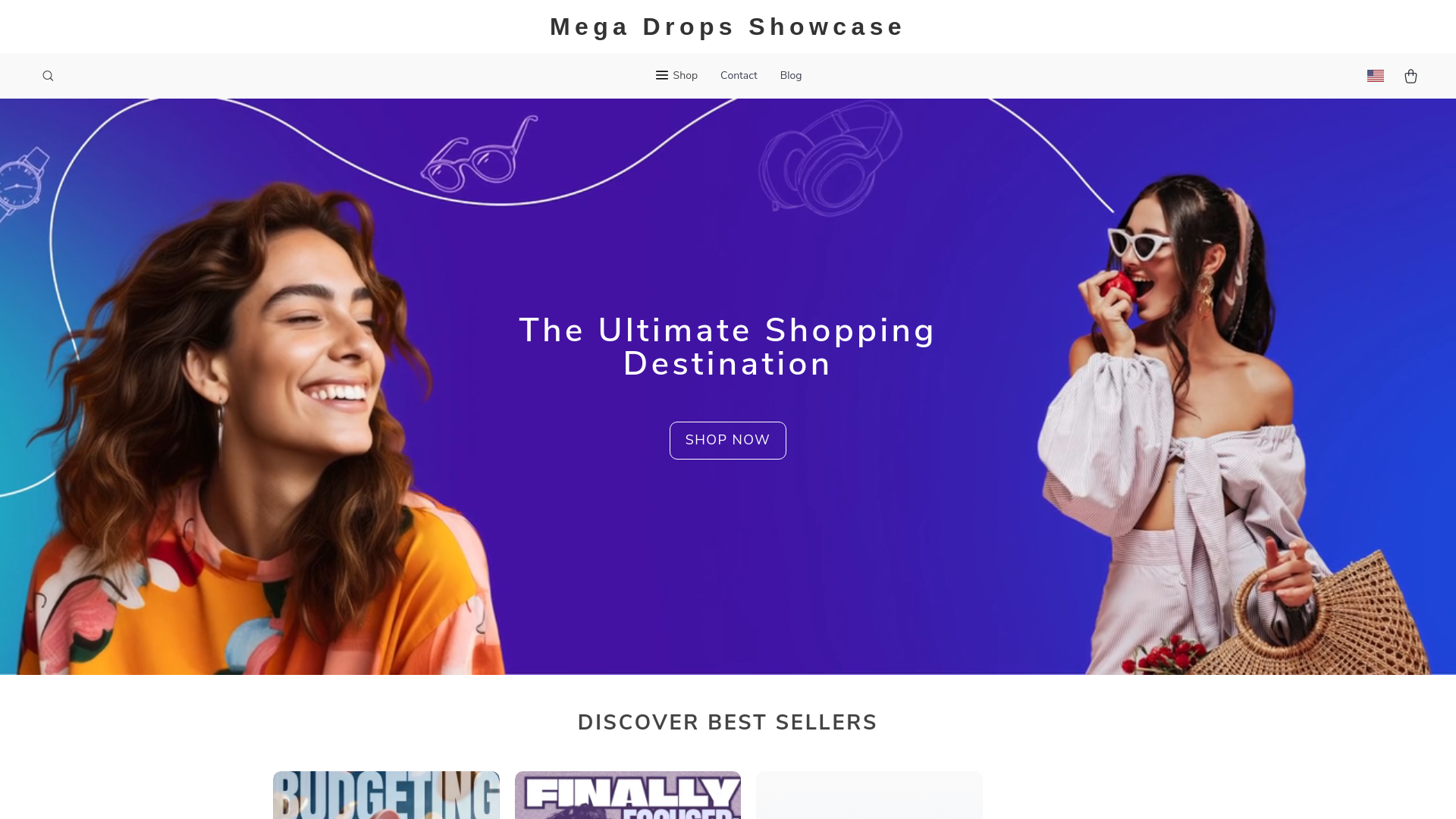 website screenshot of https://megadropsshowcase.shop/