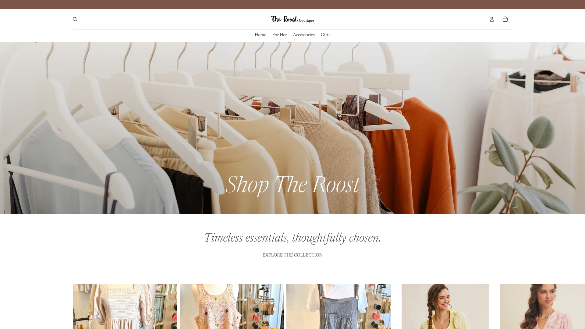 website screenshot of https://theroostboutique.co/