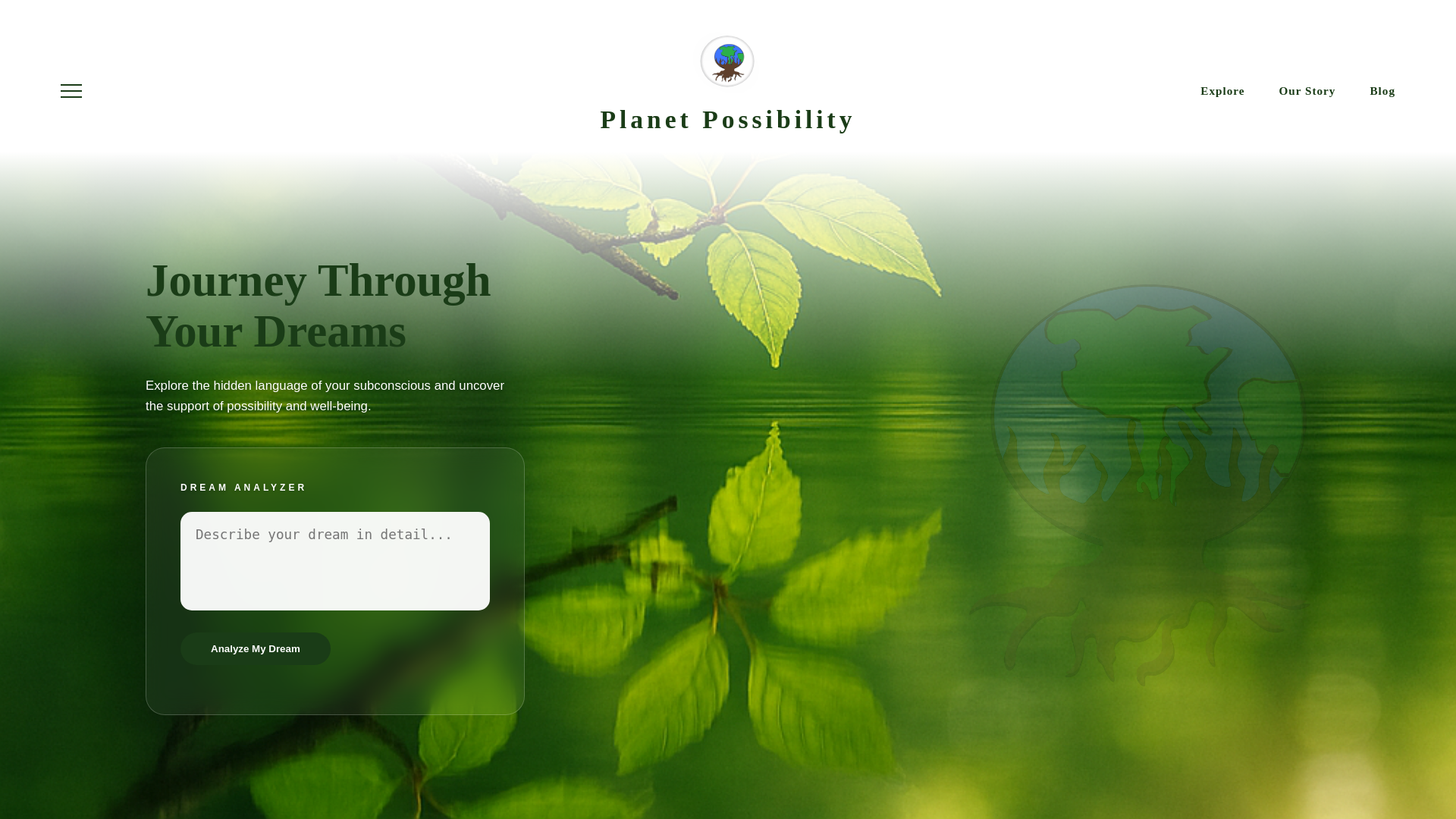 website screenshot of https://planetpossibility.blog/